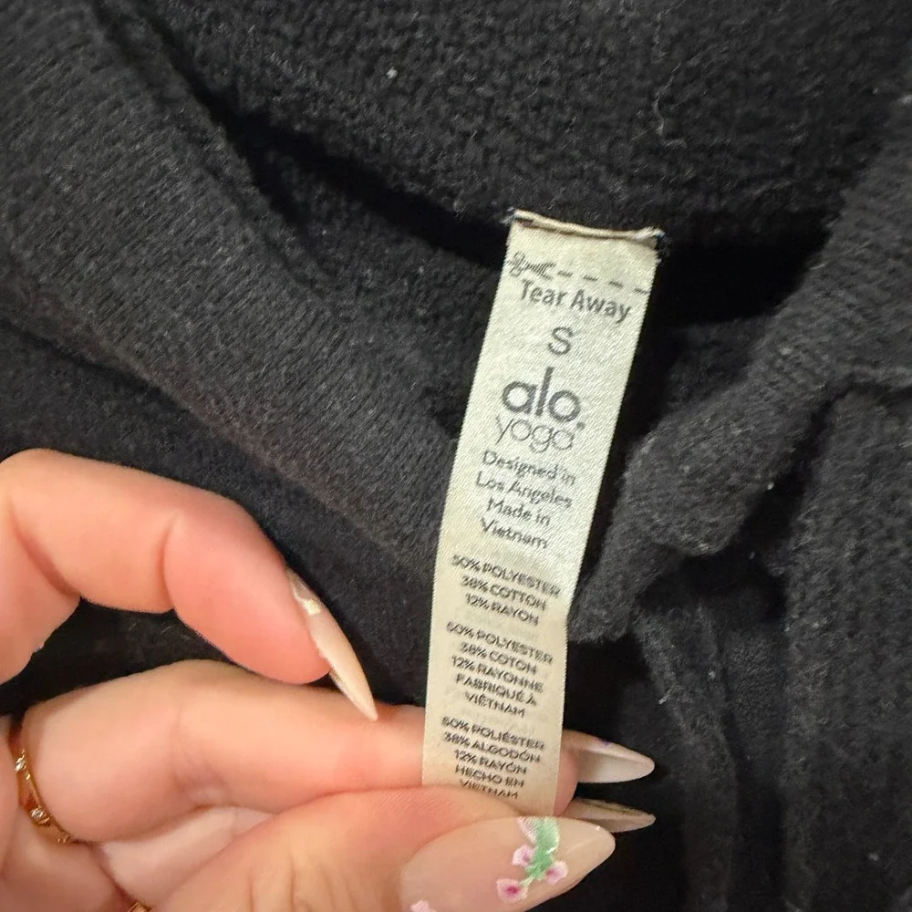 Alo‎ Yoga Black Deconstructed Raw Seam Hoodie Sweatshirt Small W1354R
